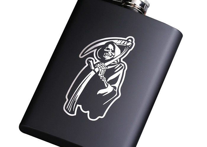 High End Kitchen Household Items Matte Black Hip Flask Spray Paint 8 Oz