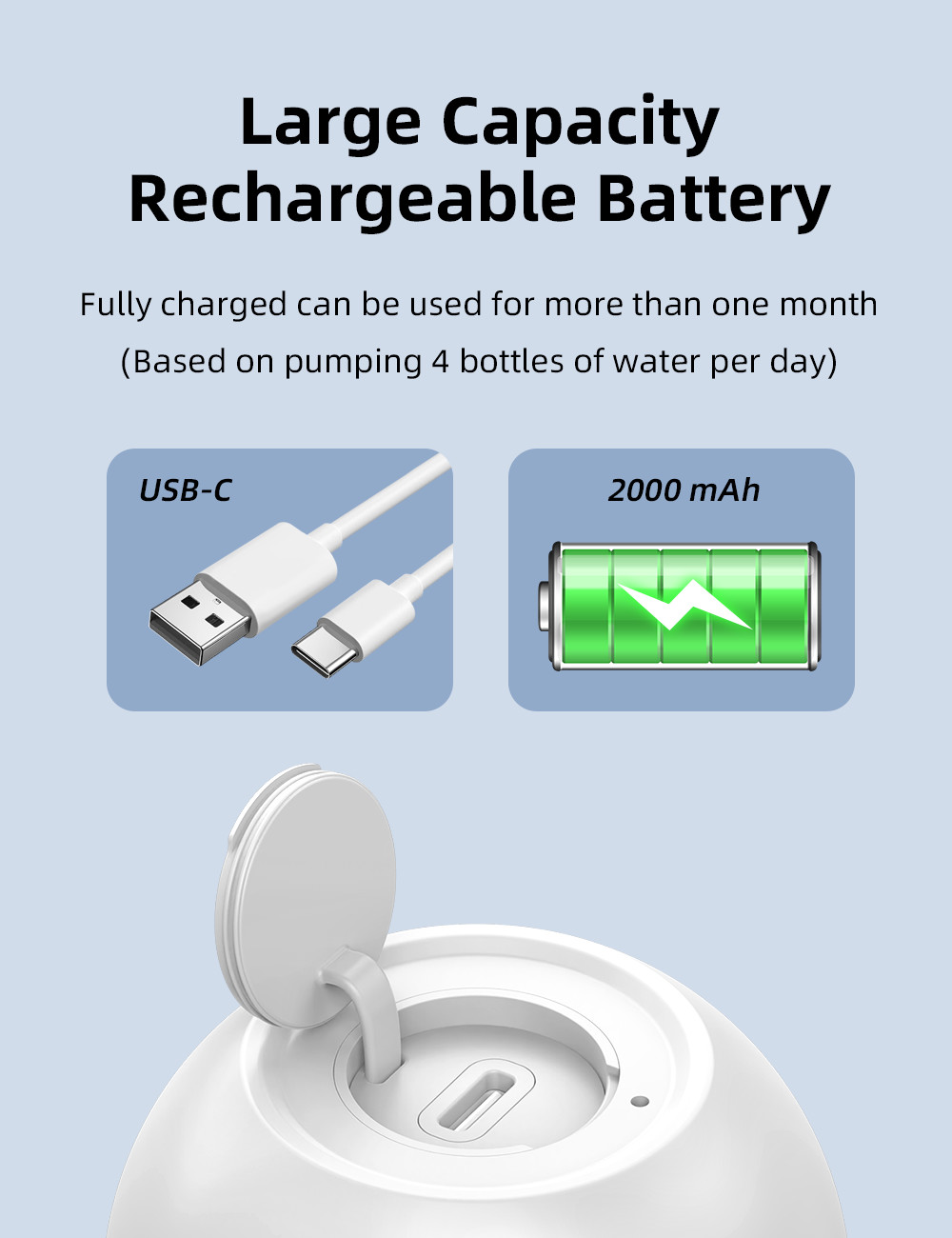 Compact 200ml Water Capacity Portable Electric Bidet 2000mah Battery Capacity 3 Hour Charging