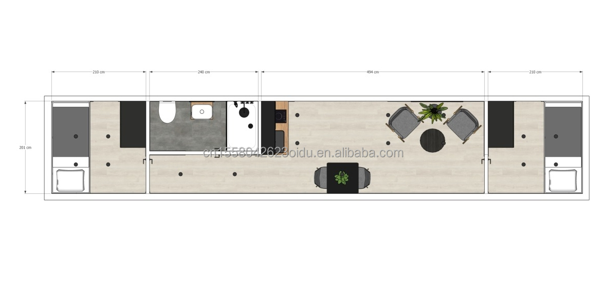 Newly Popular 40ft Modified Shipping Container with 2 Bedrooms and Aluminum Alloy Windows