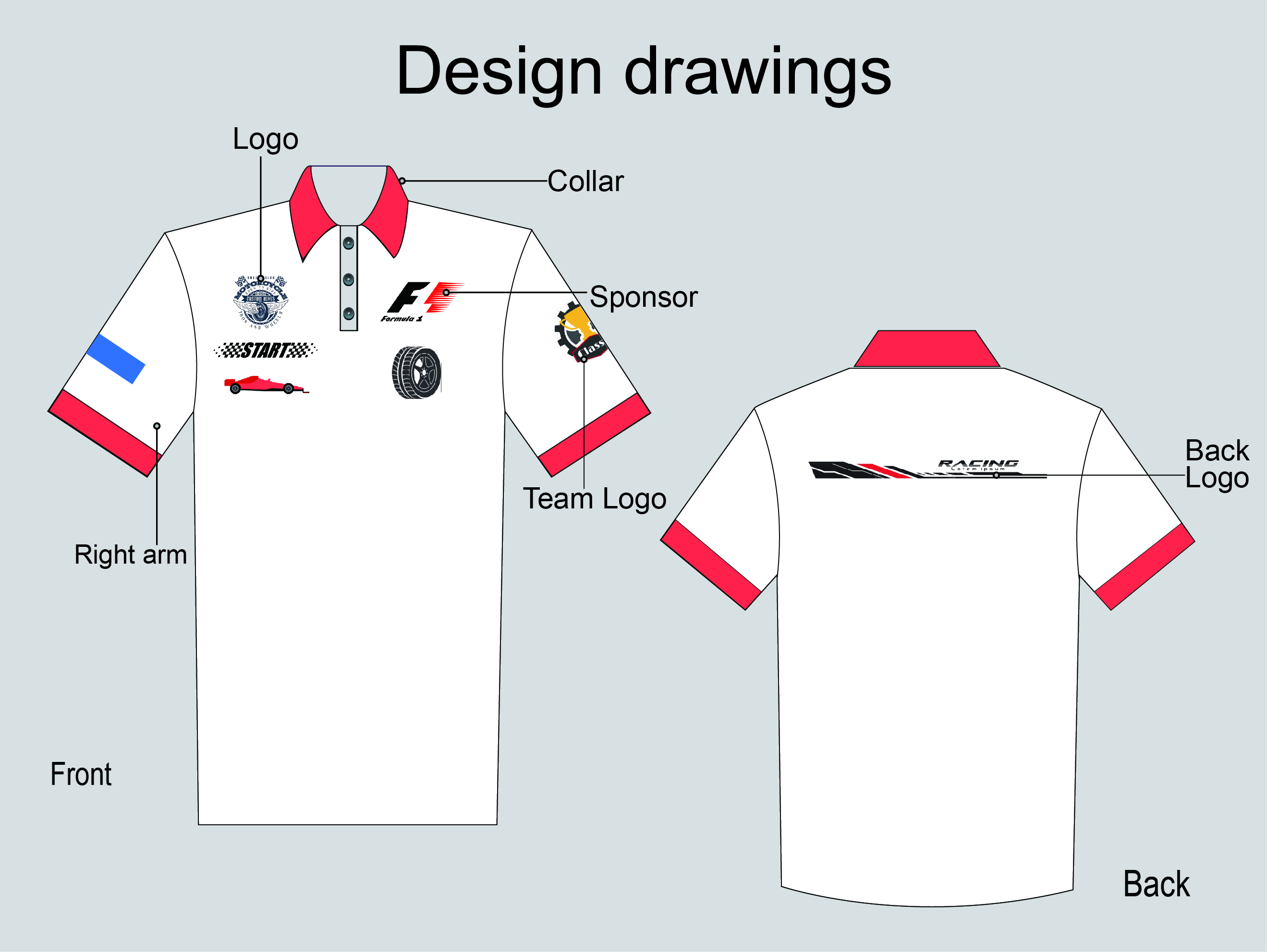 Customized Designs Sublimation Motorsports Racing Polo Shirt for Custom Pit Crew