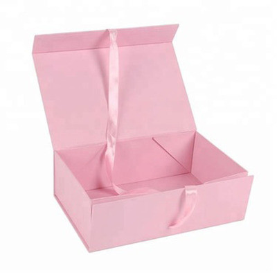 custom pink baby children apparel gift box wedding dress folding gift box