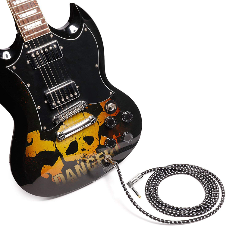 OEM 1M 1/4 Inch 6.35mm TS Right Angle Instrument Accessories Bass Amplifier Pedal Guitar Jack Patch Cable