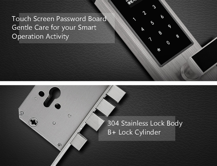 Residential Electronic Digital Door Lock , Multifuction Keyless Front Door Lock