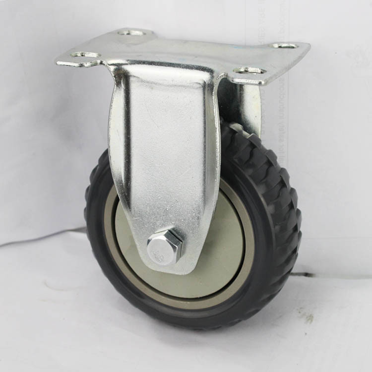5 Inch 125mm Grey Tread Wheels Total Brake PVC Medium Duty Castors With Dust Covers For Trolleys