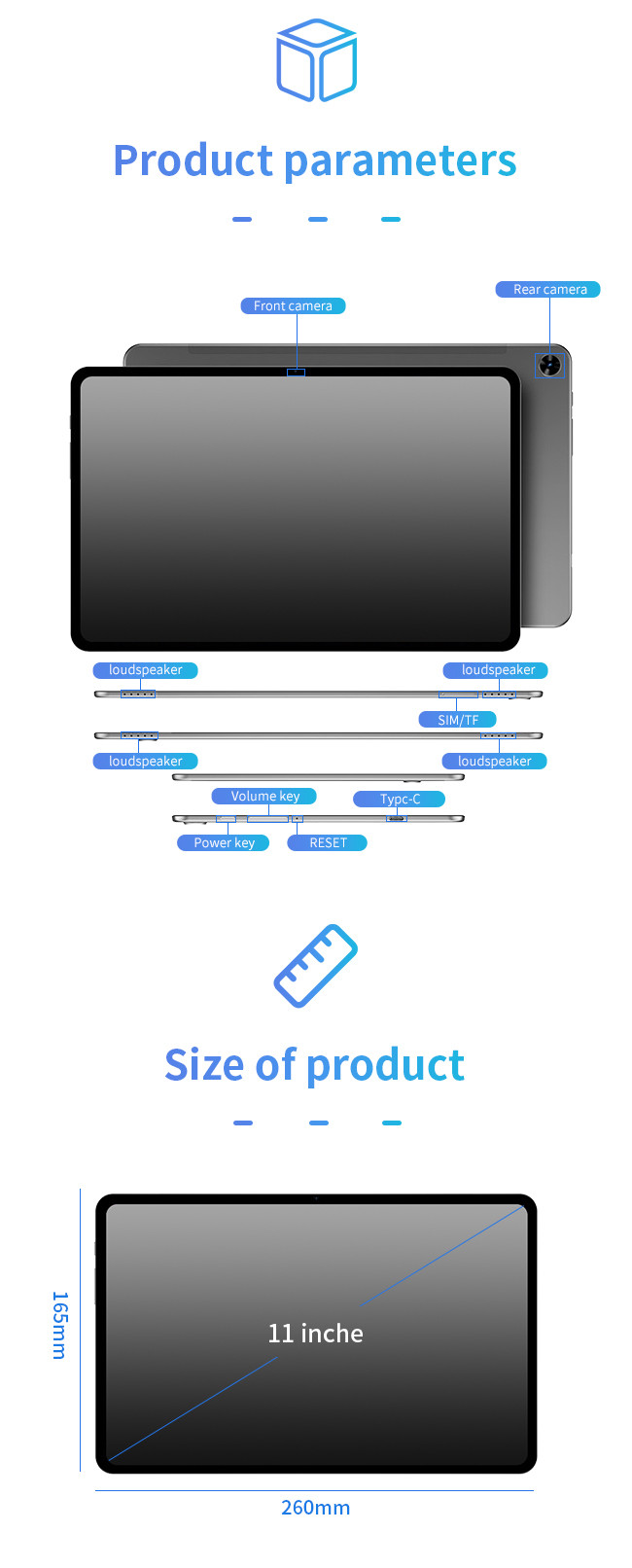 11 Inch 3C Electronics TDDl Fully Fits The 2K Screen Tablet Computer