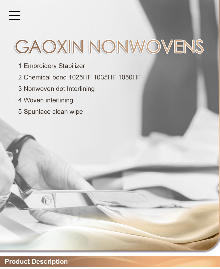 Gaoxin Stretch Non Woven Fusing Interlining for Garment Fusing Interfacing 150cm Width