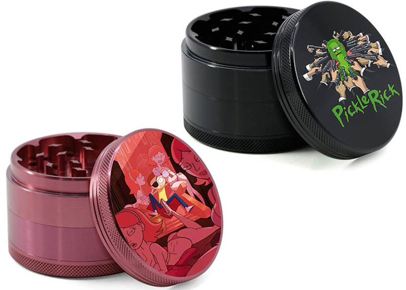 Four Layer Fancy Weed Grinder Aluminum Alloy Cartoon Anime Rick Morty Morty Smoker