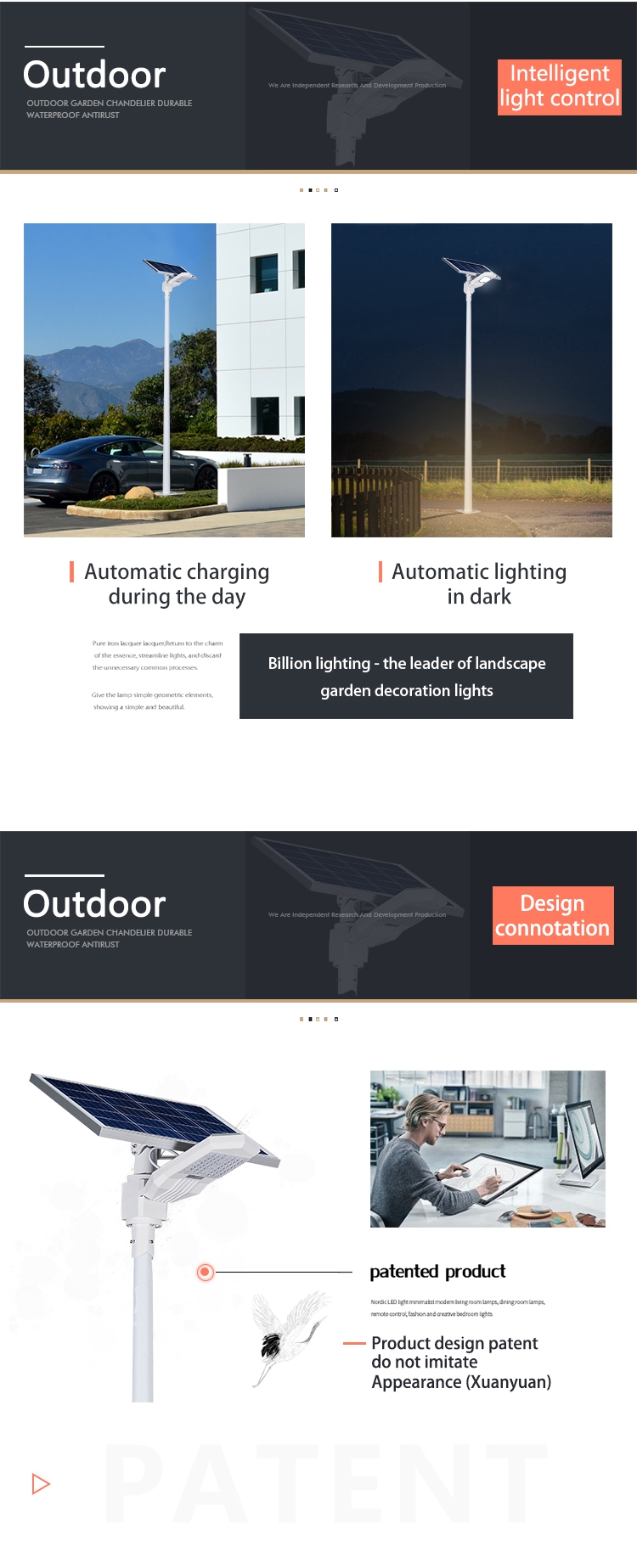 100W Led Outdoor Solar Street Lighting Integrated IP65 Water Resistant Easy to Install