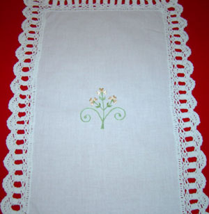 Rectangular coffee table linen table cloth table, Corcheted Lace Table linen, Tablecloth