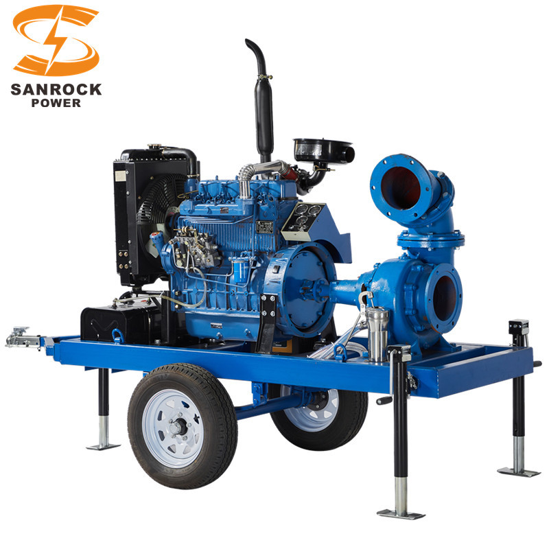 Efficient 2 Wheeled High Pressure Water Pump Agricultural Irrigation Diesel Water Pump