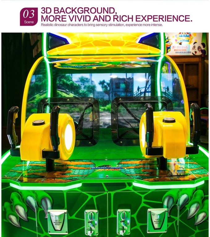 Indoor amusement Dinosaurs Park kids arcade machine, shooting dino lottery game machine