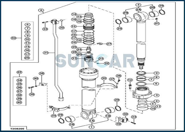 AH225135 Arm Cylinder Seals Repair Kit Fits DEERE 2154D 225CLC
