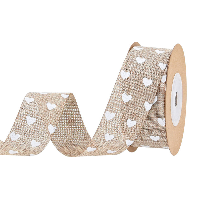 25mm*10y Printed Burlap Ribbon Custom Printed Ribbon By The Yard