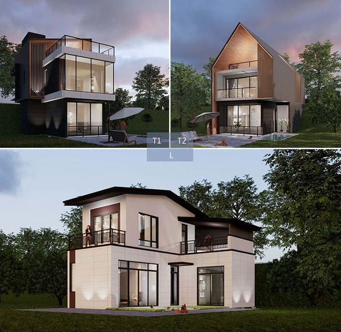 AS/NZS/USA Standard Prefab Light Steel Frame House With Garden Terrace