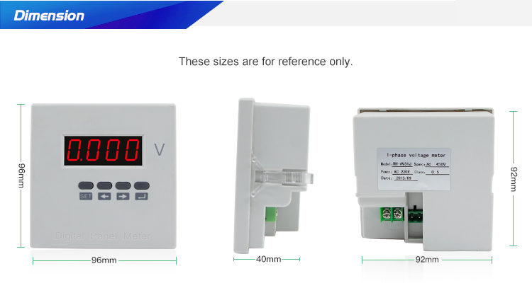 J model 96*96 cheap Single Phase Voltage Voltmeter 0-500Vac
