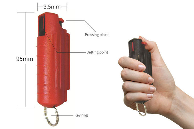 black Anti Riot 20ml Key Chain Pepper Spray Plastic Shell For Women