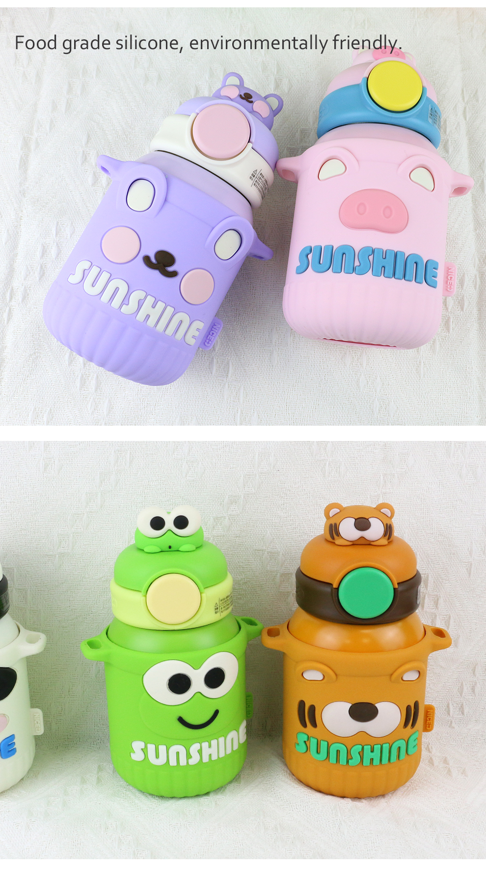 550ml Stainless Steel Thermos Cup With Food Grade Silicone Cover