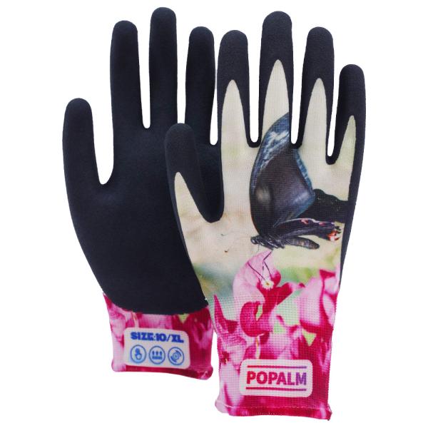 POPALM Outdoor Garden Gloves Digital Animal Print Latex Coated Breathable