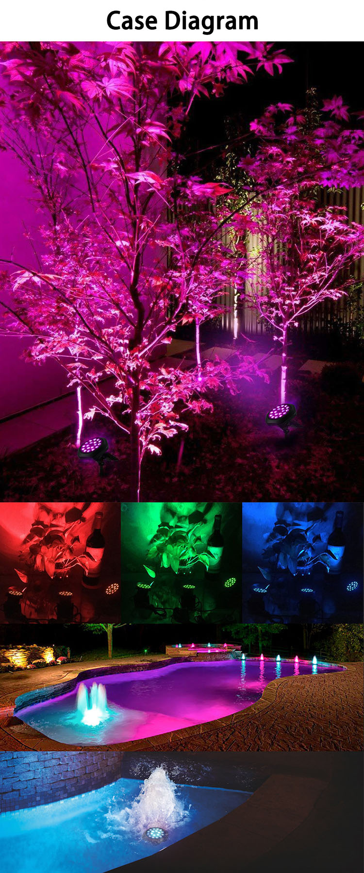 IP68 Outdoor Landscape LED Underwater Light Rgb Color Changing Solar Pond Lights