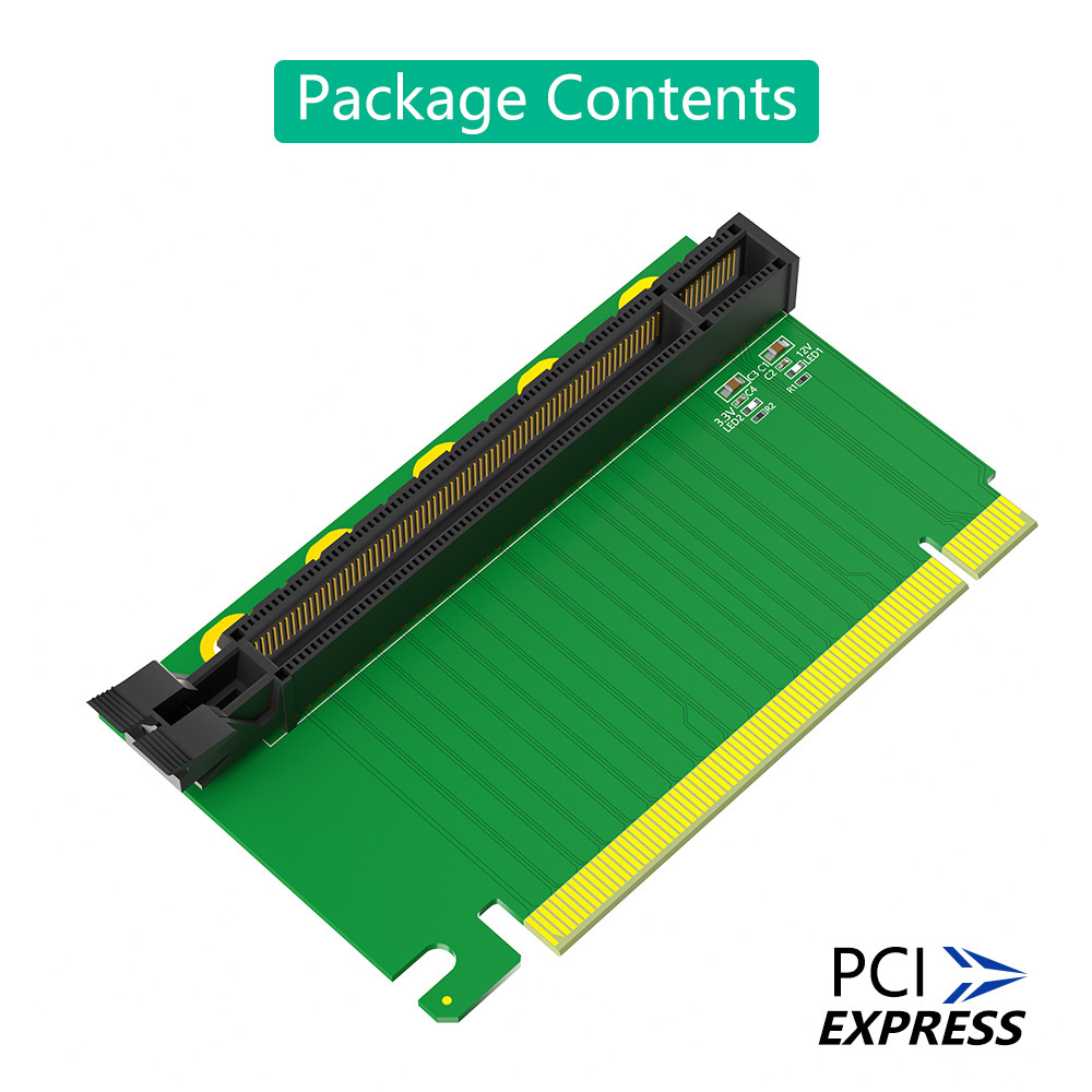 PCI-e 16X 3.0 90 Degree Reverse Male to Female Riser Card Adapter For 2U Server (Installation Direction towards CPU)