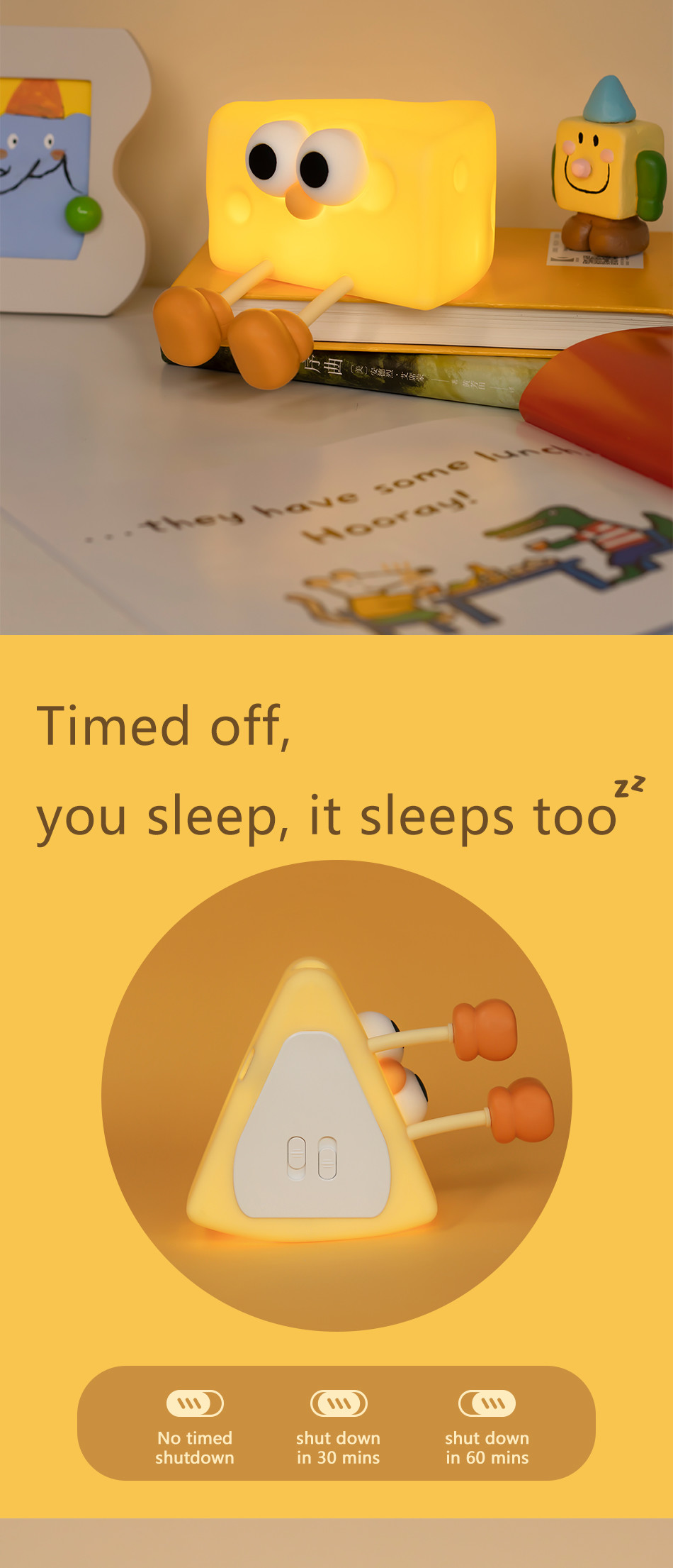 Funny Rechargeable LED Night Lamp Cute Cartoon Cheese Silicone Table Lamp Touch Sensor Animals DIY Kids Bedroom Gift Children