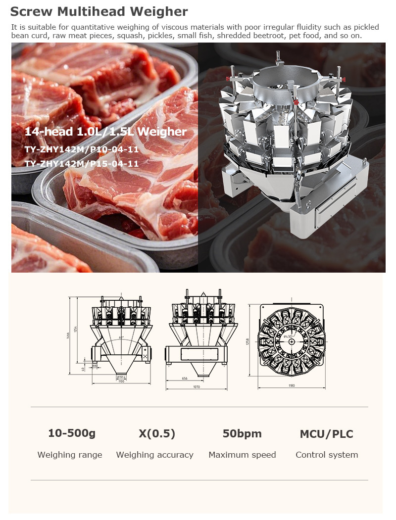 Automatic Dried Vegetables Weighing Digital Scales Multihead 14 Heads Dried Fruits Combination Weigher