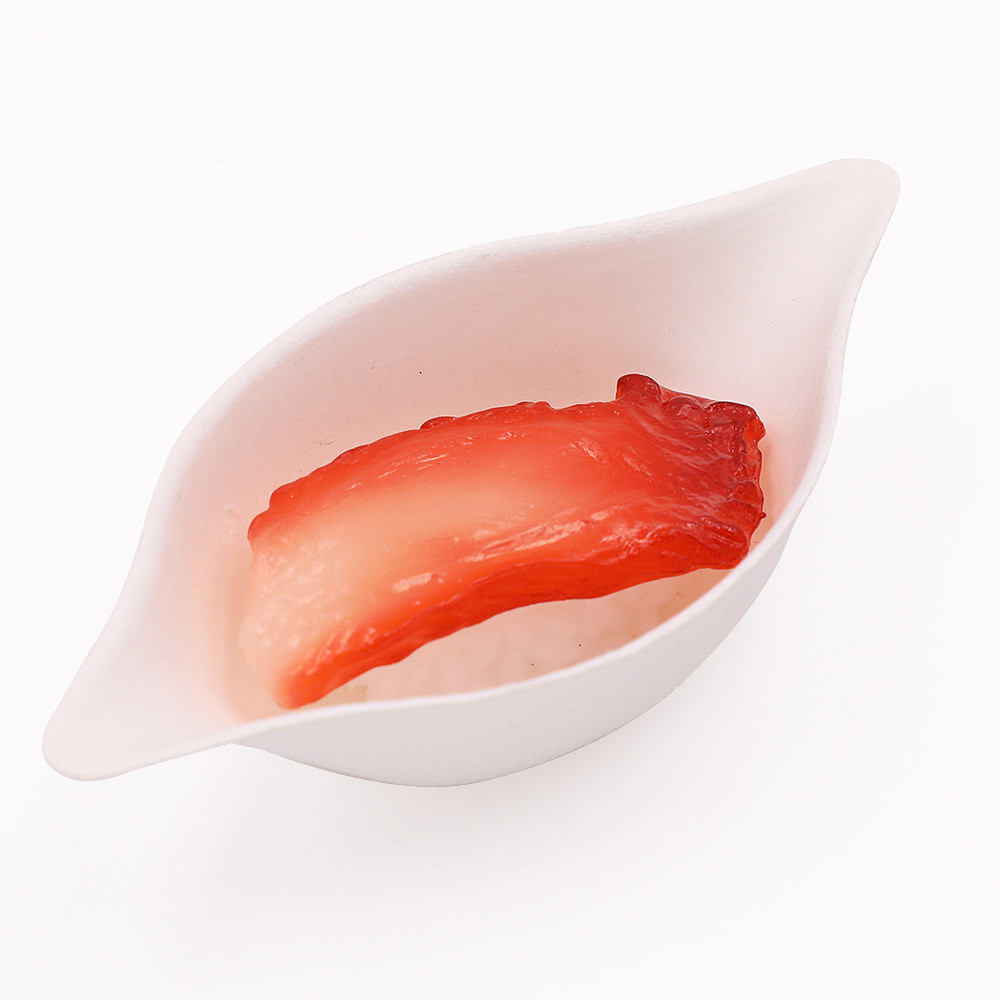 Biodegradable sugarcane Lemon Shape mini tableware fruit dish disposable bagasse paper dish salad sauces tray