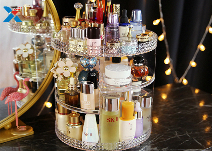 360 Degree Rotating Acrylic Cosmetic Makeup Box Storage Organizer Color Customized