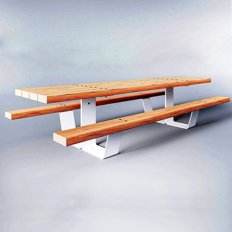 Custom Make Outdoor Contemporary Picnic Table Wooden Steel Rectangular Shape