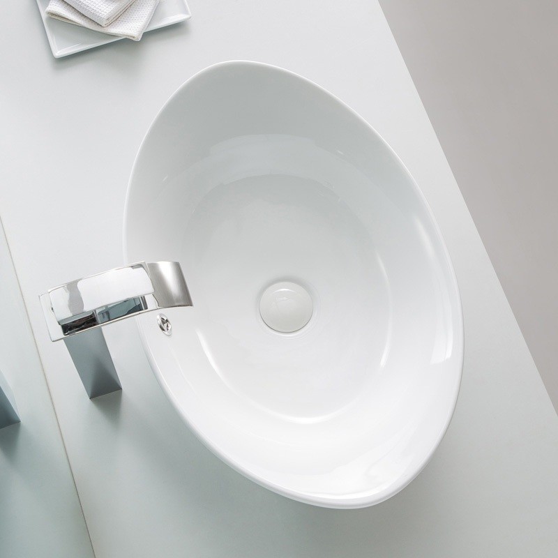 Resistant To Heat Counter Top Bathroom Sink Chipping Scratch Wash Basin Oval Shape