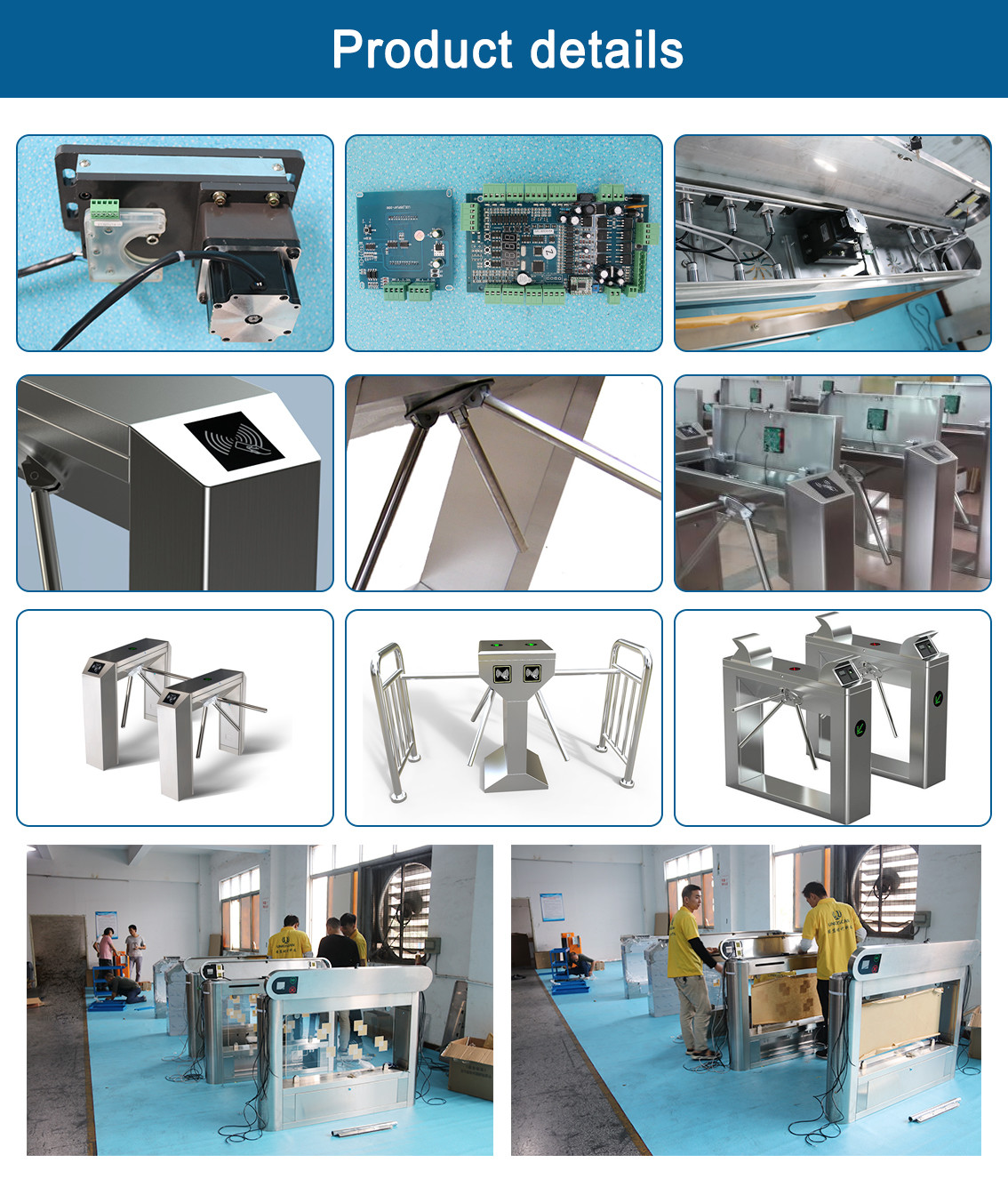 Three Roller Tripod Turnstile Gate Two Way Opening Wall Mounted Type