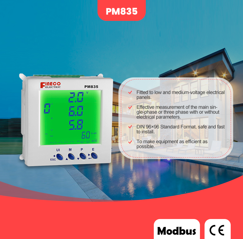 CE Certified PM835 96*96mm AC Electric Digital Power Meter for Measuring Energy Range
