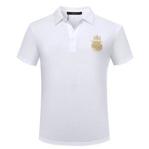 Unisex Button closure Polo Short Sleeve T Shirt with spread collar