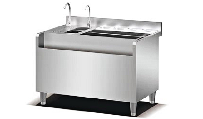 Multi -  Color Stainless Steel Cocktail Bar Station With Double Sink Double Deck Mixed Cabinet For Restaurant