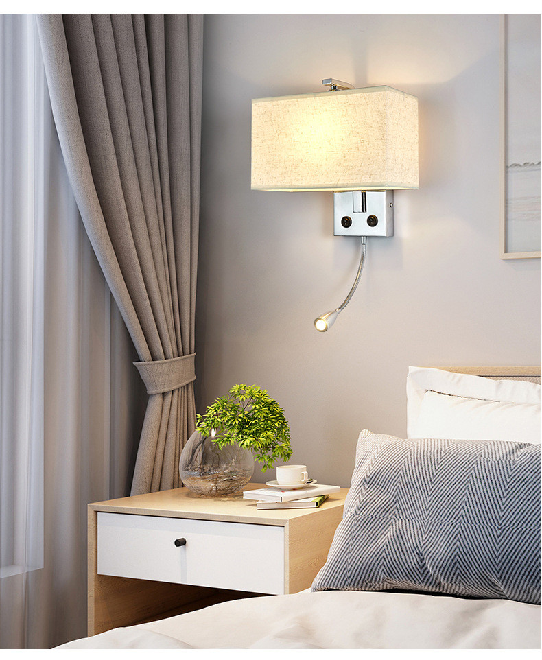 E27 holder wall lamp Chinese style with switch bedside wall lamp square reading wall light villa hotel project