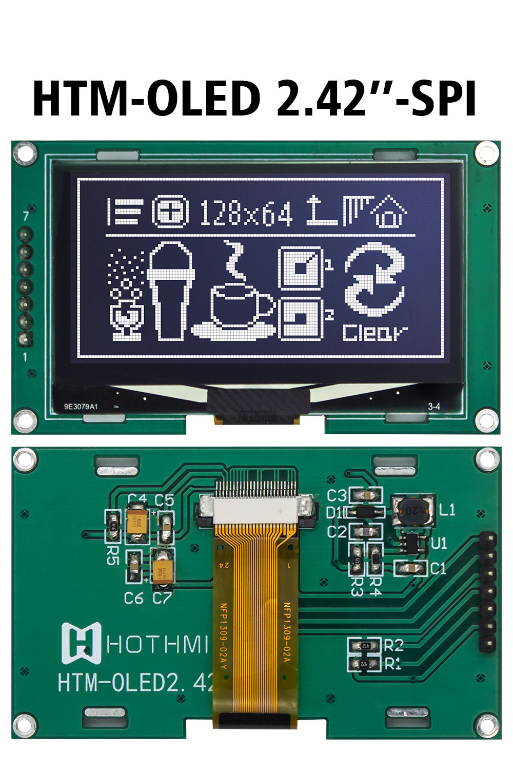 2.42" Inch 128x64 COG SSD1309 OLED Display Module With Equipment Control+PCB+Frame
