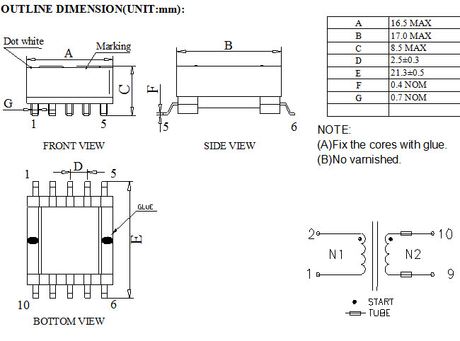 Low Height High Frequency Transformer EFD Series With High Power ISO9001 Approved
