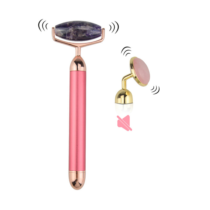 Electric Vibration Rose Quartz Facial Massage Jade Roller Skin Tightening
