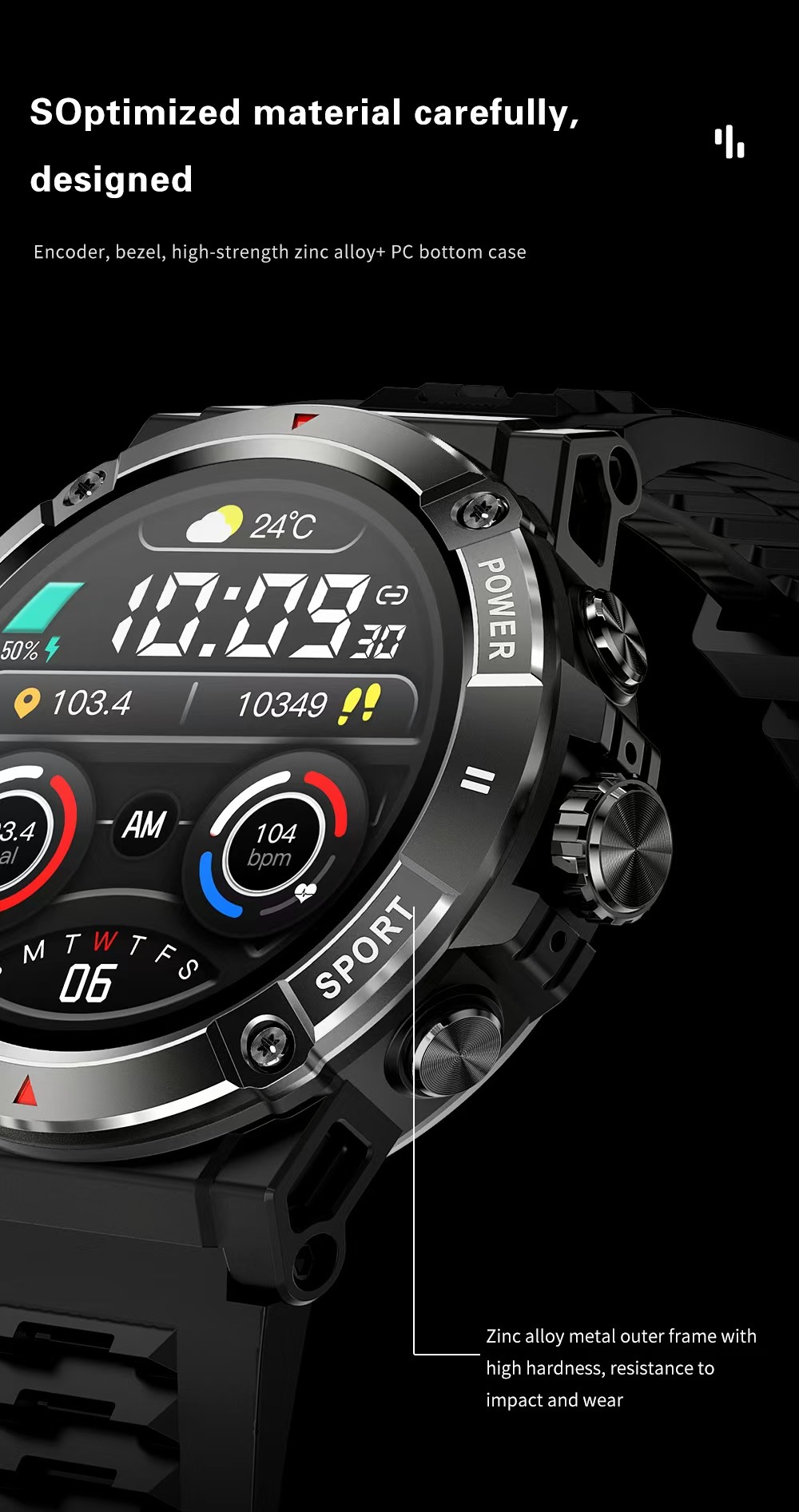 NX8 Pro Men Smart Watch 1.43 Inch AMOLED Display / GPS Positioning Smart Watch IP68