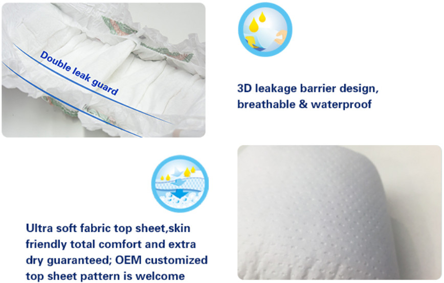 USA Fluff Pulp Disposable Baby Diapers For Sensitive Skin Babies