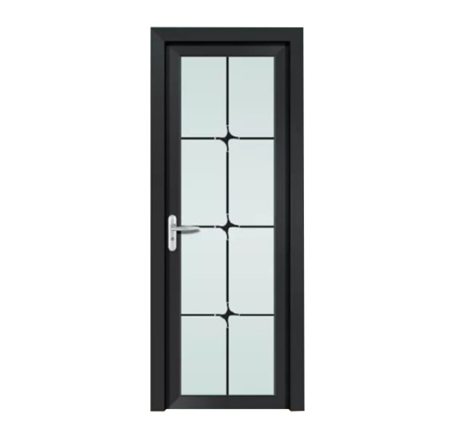 Windproof Aluminium Casement Door Two Track Steel Matt Black