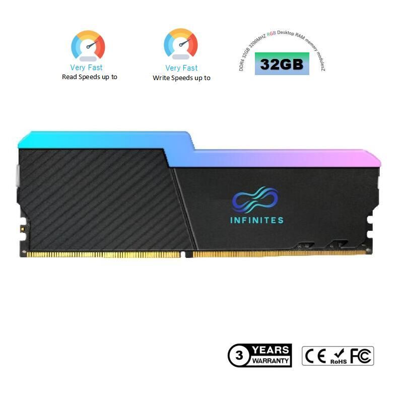 High Capacity RAM 16GB DDR 4 3200 Computer RAM 16 GB DDR4 with RGB Light
