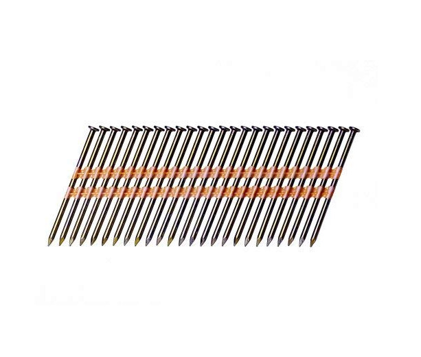 21 Degree 2-38'' x .113'' Round Head Bright Ring Shank Plastic Strip Nails
