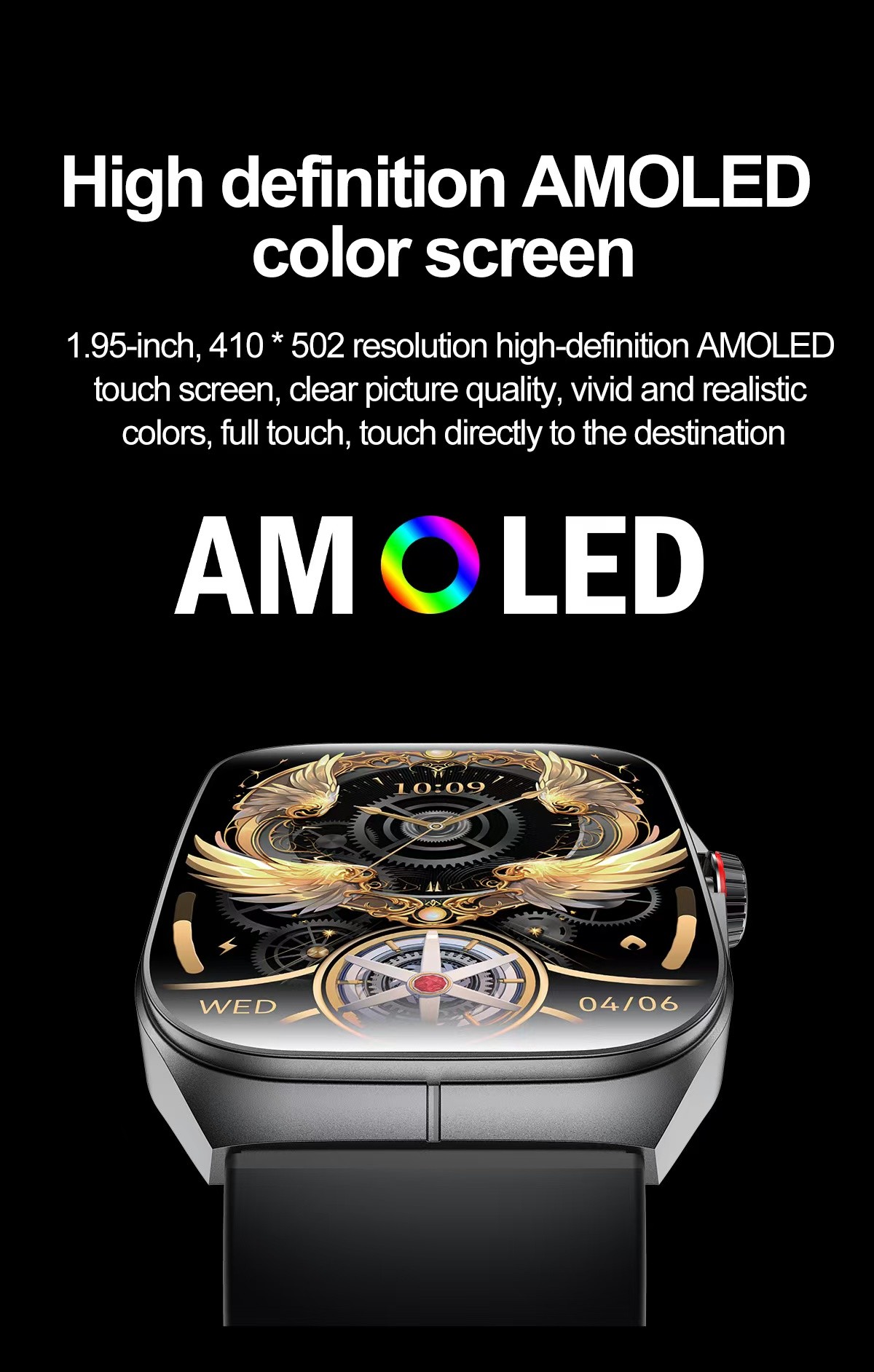 HK80 Men Smart Watch 300mAh Support Sedentary Reminder Smartwatch