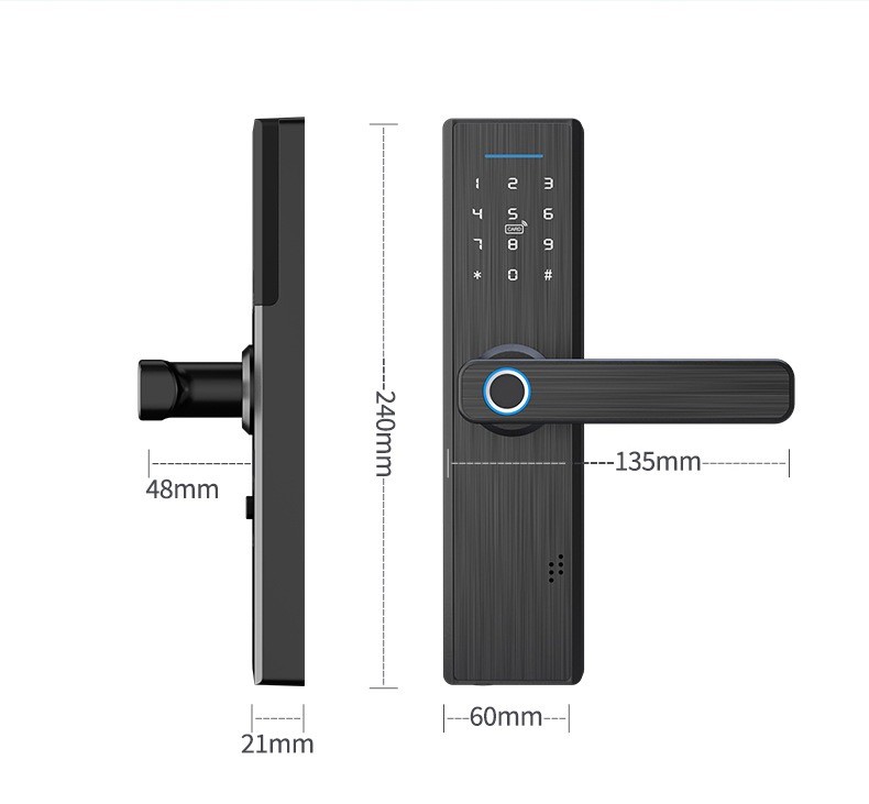 Touchscreen Fingerprint Wifi Entry Door Lock With Handle Lock Easy To Install For Home Hotel