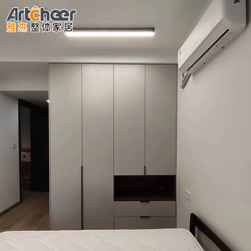 Villa Modern Sliding Alimirah Wooden Glass Combination Wardrobe Clothes Organizer