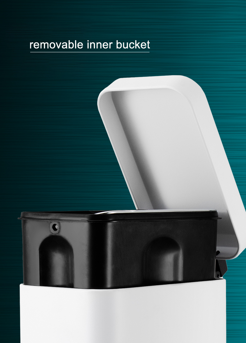 Rectangular Foot Pedal 5L Stainless Steel Trash Can for Iron Material Waste Disposal Solution