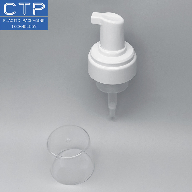 White 0.8CC Stainless Steel Spring Type 43mm Foam Pump With Cap