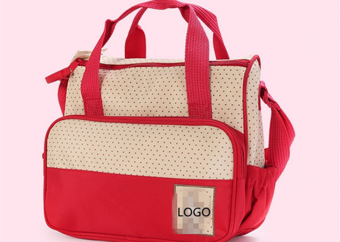 Light Green Fabric Cute Stylish Baby Changing Bags Embroidery logo on front