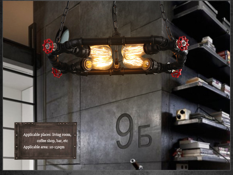 Retro American Iron Dining Room Chandelier Restaurant Bar Kitchen Light Ring Loft Pendant Light(WH-VP-229)